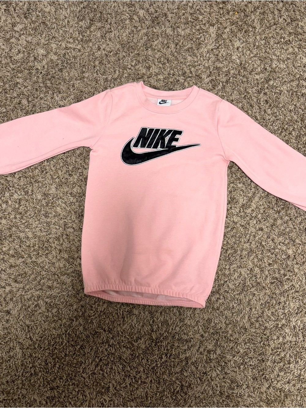 Nike Kids Pink Pullover Sweatshirt with Black Swoosh